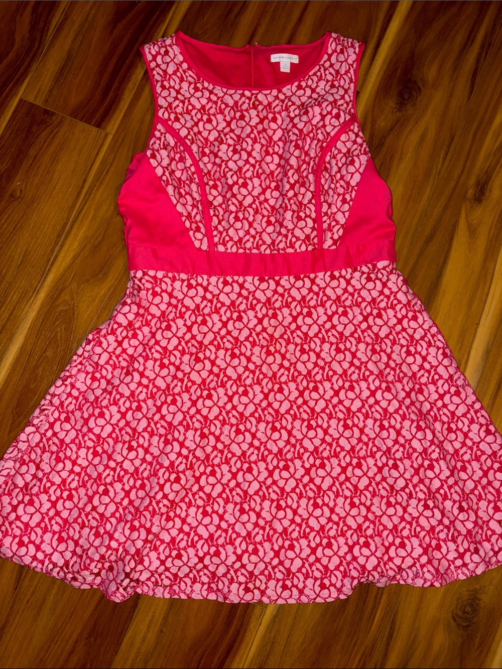 New York & company 16 Pink Lace Fit-and-Flare Dress
